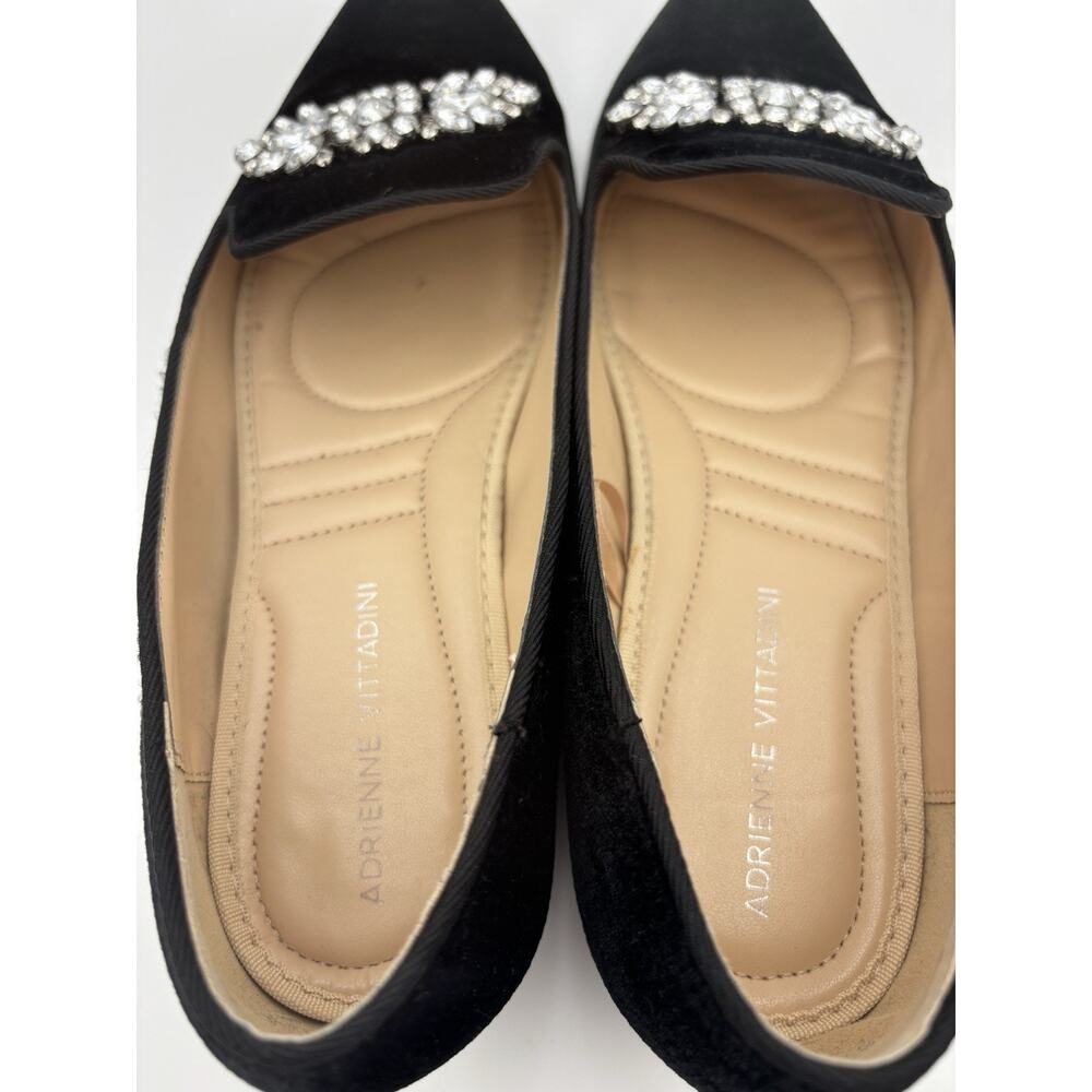 Adrienne Vittadini Palo Black Velvet Crystal Flats Loafers Size 8.5 - Picture 6 of 16